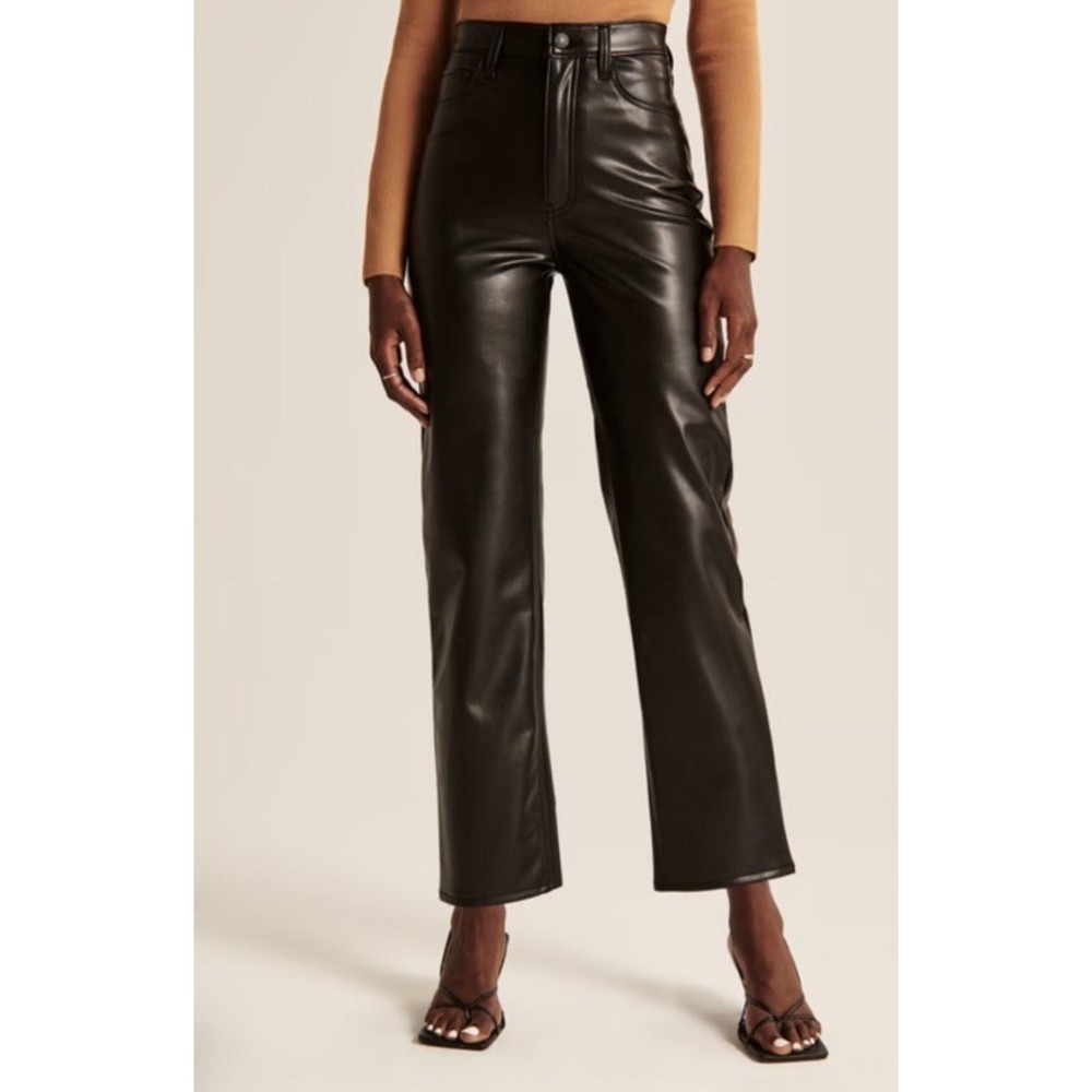 Abercrombie & Fitch The Ankle Straight Ultra High Rise Vegan Leather Pants 28